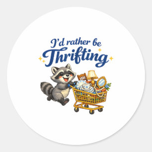 Sticker Rond Chariot de shopping de raton laveur Citation drôle