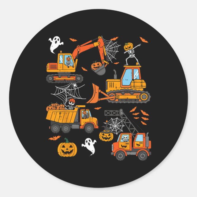Sticker Rond Chariots de construction éffrayants Enfants garçon (Devant)