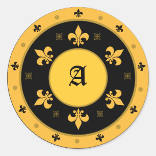 Sticker Rond Chariots ronds Fleur de Lis avec texte personnalis