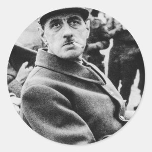 Sticker Rond Charles De Gaulle Military Portrait