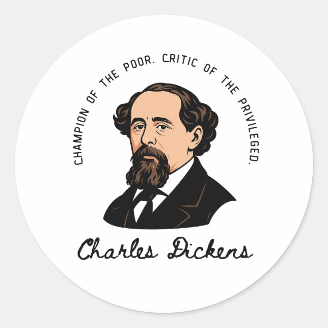 Sticker Rond Charles Dickens - Champion des pauvres (Devant)