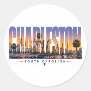 Sticker Rond Charleston Caroline du Sud Rue Historique Voyage