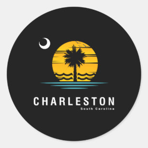 Sticker Rond Charleston Caroline du Sud Sc Palmetto Moon