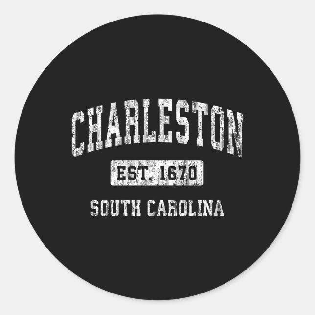Sticker Rond Charleston Caroline du Sud Sc Sports Établis (Devant)