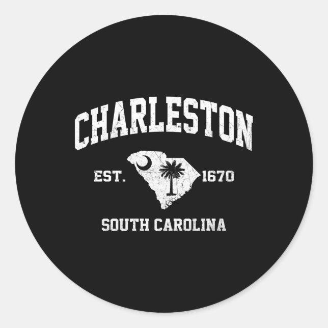 Sticker Rond Charleston Caroline du Sud Sc State Style sportif (Devant)
