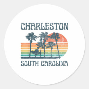Sticker Rond Charleston Plage de Caroline du Sud Vacances été V
