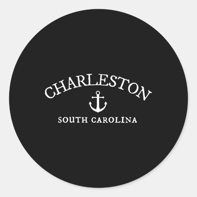 Sticker Rond Charleston Sc Caroline du Sud Thème Nautique (Devant)