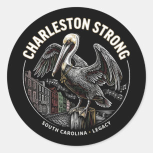 Sticker Rond Charleston Strong Pelican Gullah Geechee Culturel