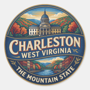 Sticker Rond Charleston Virginie-Occidentale Capitale Appalachi