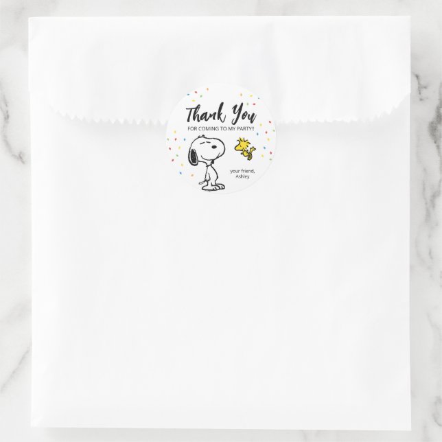 Sticker Rond Charlie Brown et Gang Confetti (Sac)