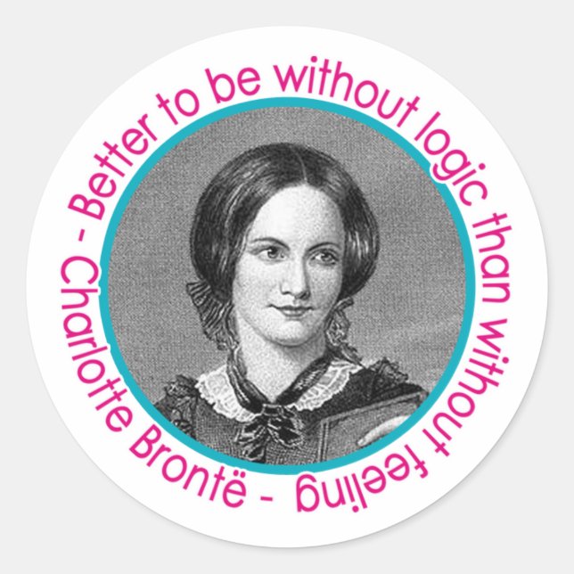 Sticker Rond Charlotte Bronte Portrait Avec Citation (Devant)