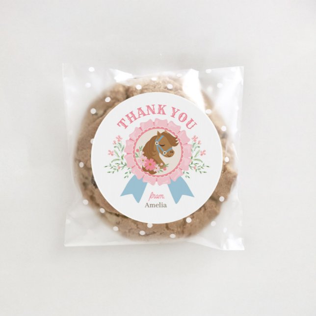 Sticker Rond Charmant Anniversaire Cheval Derby Rose (Créateur téléchargé)