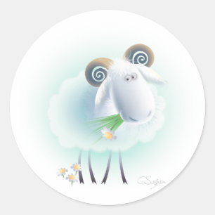 Sticker Rond charmant mouton