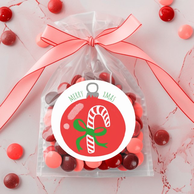 Sticker Rond Charme canne à canne Noël Ornement Noël Noël Noël  (Charming Candycane Christmas Ornament Xmas Holiday Classic Round Sticker
)