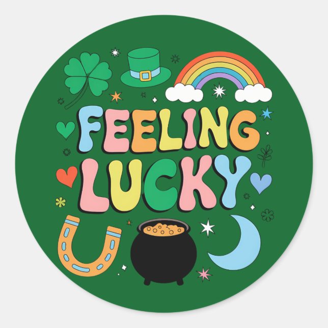 Sticker Rond Charme de la Saint-Patrick Chanceux Trèfle Irlanda (Devant)