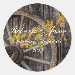 Sticker Rond Charme de pays - Roue Rustique Wagon Occidentale