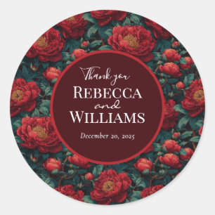 Sticker Rond Charme de Pivoines Cosy pour Mariage de Jardin