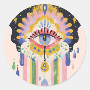 Sticker Rond Charme de protection goutte arc-en-ciel du mauvais