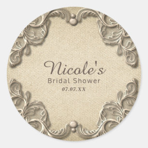 Sticker Rond Charme élégant et vintage du Sud Mariage toile de