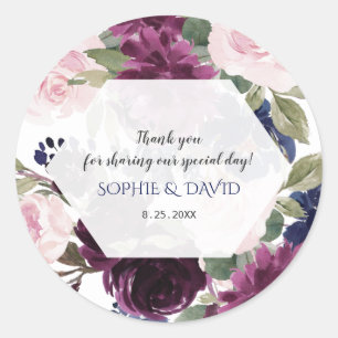 Sticker Rond Charme Lavande Purple Floral Mariage