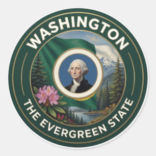 Sticker Rond Charme patrimonial et forestier de Puget Sound à W