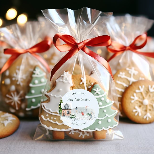 Sticker Rond Charme rustique d'hiver | Noël de vacances en fami (Créateur téléchargé)