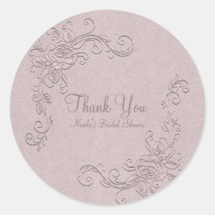 Sticker Rond Charme rustique vintage élégant Rose Faveur de mar