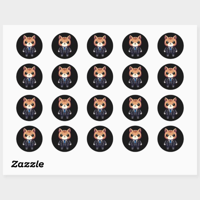 Sticker Rond Charming Chat Boss (Feuille)