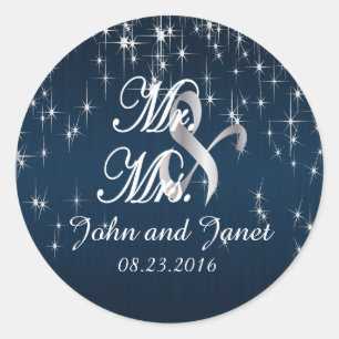 Sticker Rond Charming Star Struck Mariage en bleu marine 2