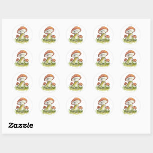Sticker Rond Charming Toad Under Musroom