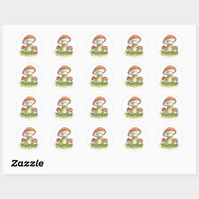 Sticker Rond Charming Toad Under Musroom (Feuille)