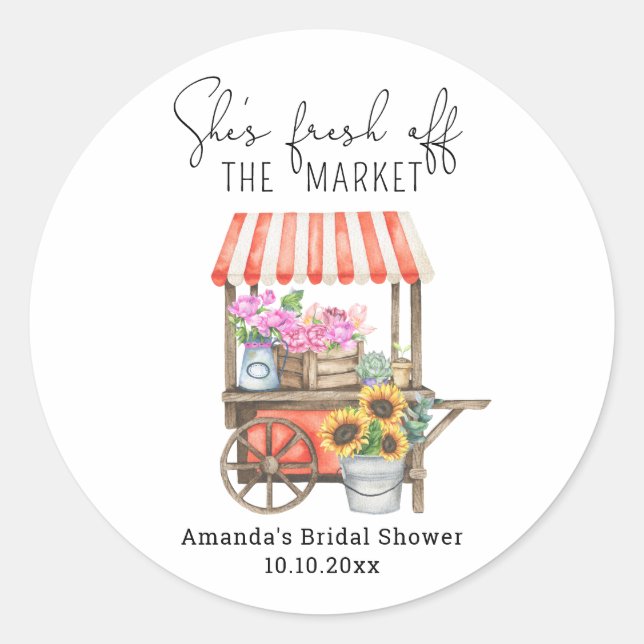 Sticker Rond Charrette de fleurs Baby Shower  (Devant)