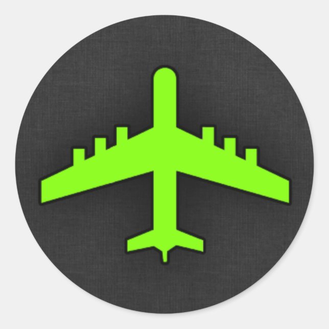 Sticker Rond Chartreuse, avion Neon Green (Devant)