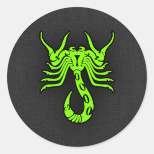 Sticker Rond Chartreuse, Neon Green Scorpion