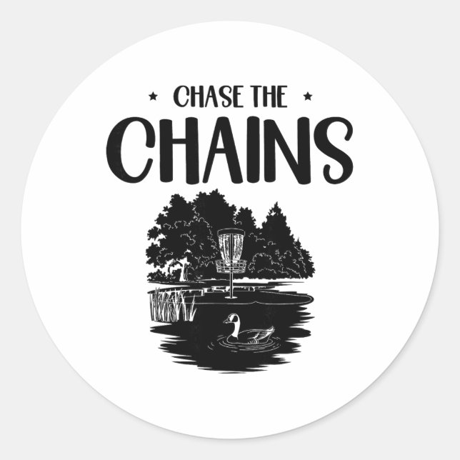 Sticker Rond Chase The Chains Disc Golf Frisbee Art  (Devant)
