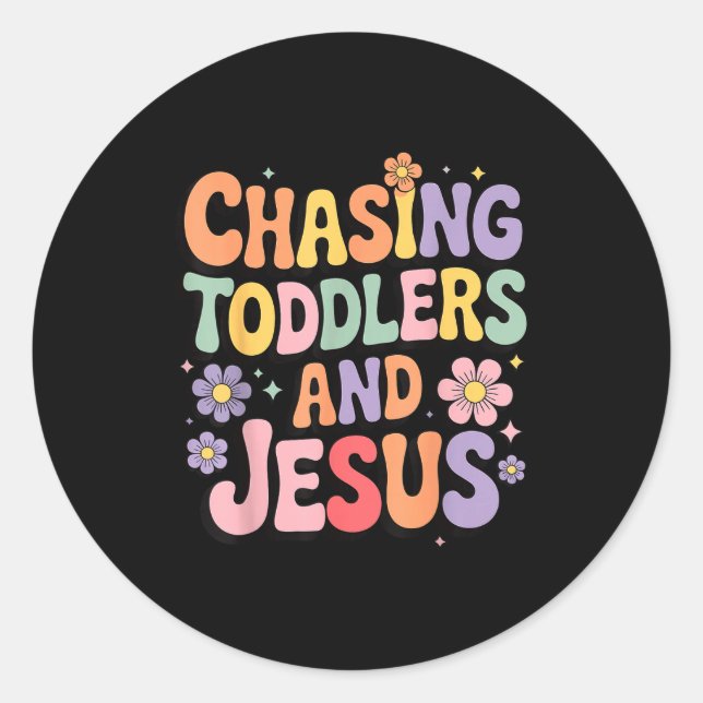 Sticker Rond Chasing Toddlers And Jesus  (Devant)
