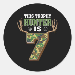 Sticker Rond Chasse 7 ans 7e fête d'anniversaire Deer Hunter