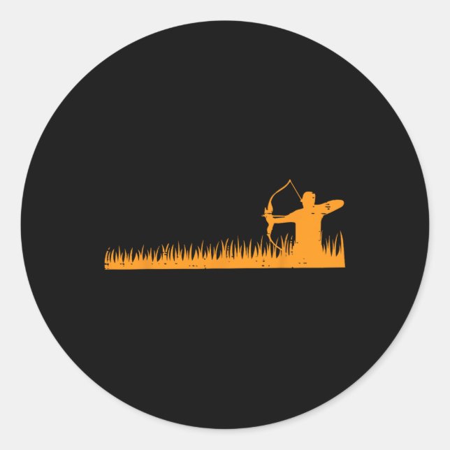 Sticker Rond Chasse À La Bow Archer En Gr Chasseur À L'Arc Homm (Devant)