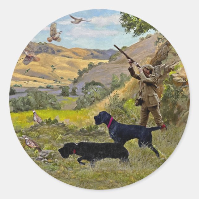 Sticker Rond Chasse à la perdrix de Chukar (Devant)