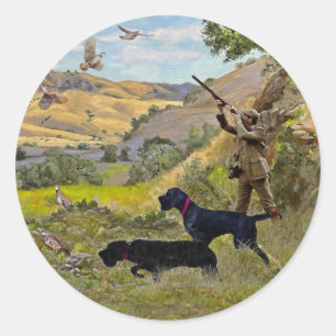 Sticker Rond Chasse à la perdrix de Chukar