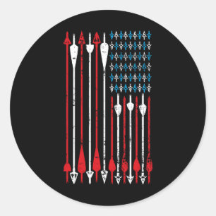 Sticker Rond Chasse à l'arc au drapeau américain vintage