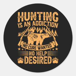 Sticker Rond Chasse À L'Ours Hommes Disant Chasseurs Citer Chas