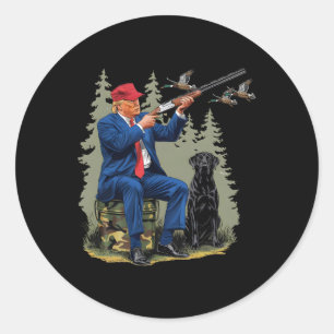 Sticker Rond Chasse amusante Canard Trump Camo Chasse Bonjour H