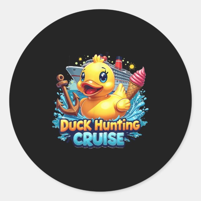 Sticker Rond Chasse au canard Chasseur de croisière en caoutcho (Devant)