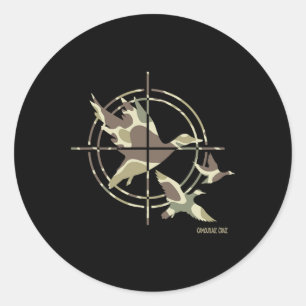 Sticker Rond Chasse au canard volant Camouflage Camo Canards Ch
