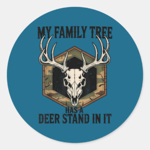 Sticker Rond Chasse au cerf camouflage Mon arbre généalogique a