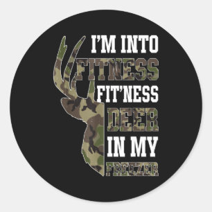 Sticker Rond Chasse au cerf camouflage rétro drôle chasseur fau