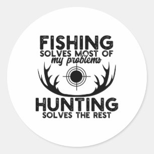 Sticker Rond Chasse au cerf drôle de pêche et de chasse