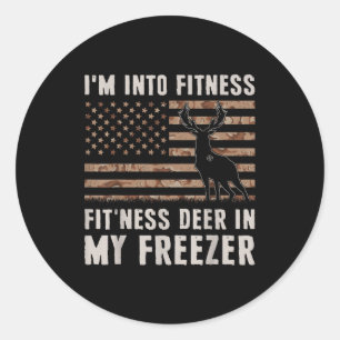 Sticker Rond Chasse au cerf Je suis en forme Fitness Cerf dans