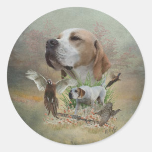 Sticker Rond Chasse au faisan avec pointeurs, Art